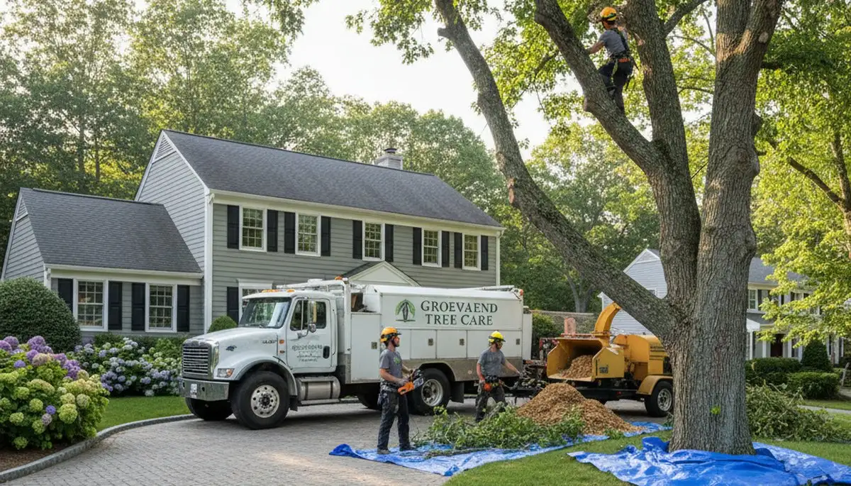 Residential tree removal and pruning service in Groveland, MA by expert Andover tree care crew