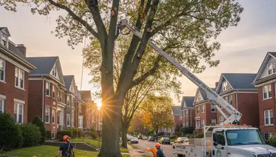 Professional tree removal service crew working safely in Andover, MA