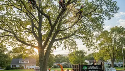 Professional tree removal service team working safely in Andover, MA